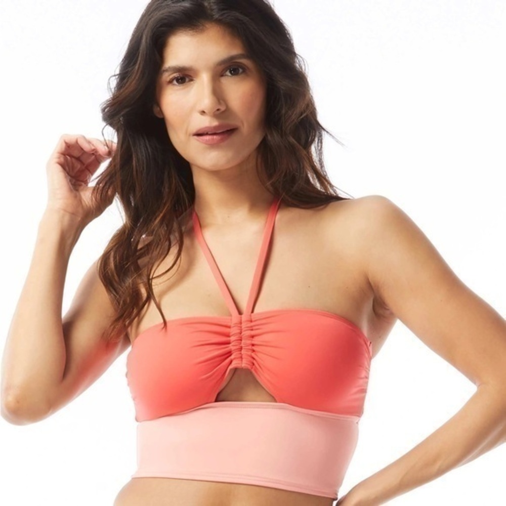Vince Camuto Bandeau Crop Halter Bikini Top - Sun Block‎ Watermelon Size L NWOT